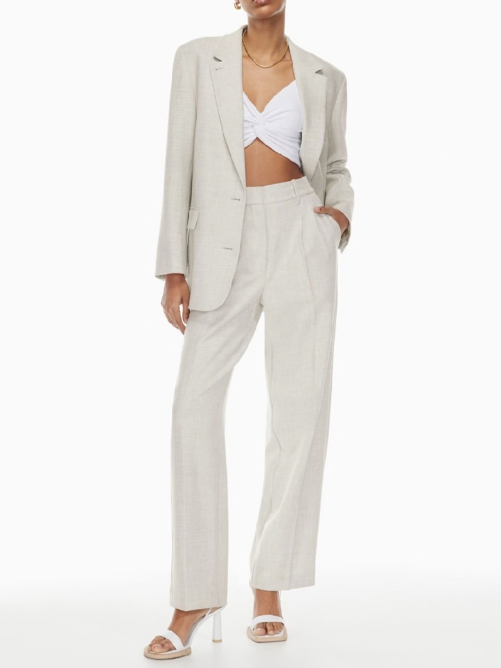 Wilfred Light Beige Cropped Straight-Leg Trousers